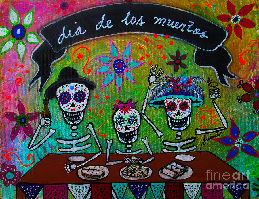 Dia De Los Muertos Familia Painting by Pristine Cartera Turkus