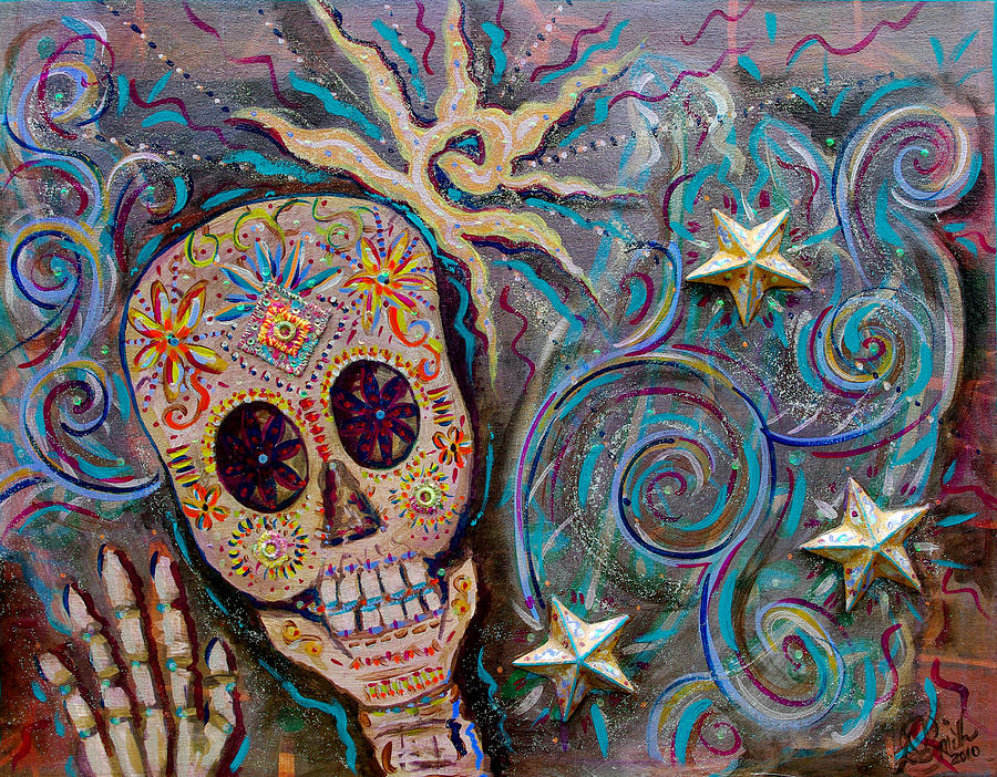 Lubbock Painting - Dia de los Muertos - Hello Cosmos by Donniece Smith