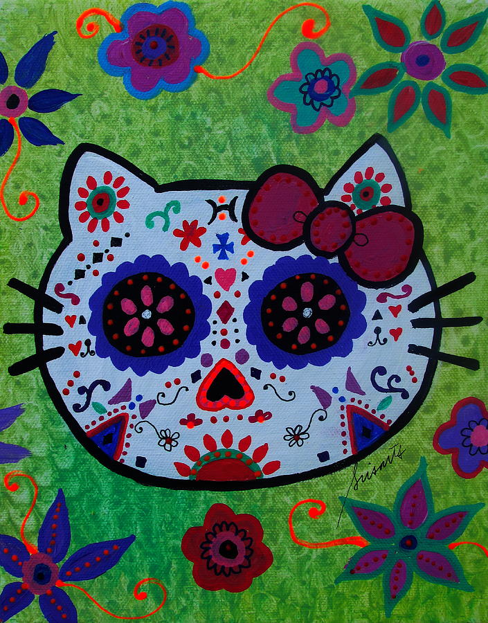 Dia De Los Muertos Kitty Painting by Pristine Cartera Turkus