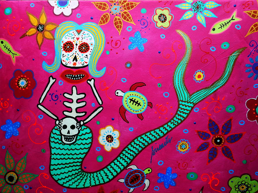 Dia De Los Muertos Mermaid Painting by Pristine Cartera Turkus