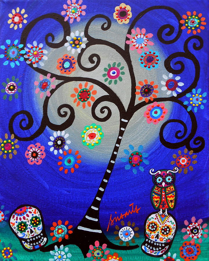 Owl Painting - Dia De Los Muertos Owl by Pristine Cartera Turkus