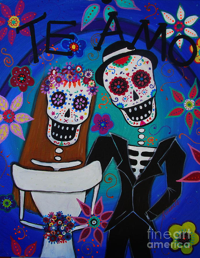 Flower Painting - Dia De  Los Muertos Te Amo by Pristine Cartera Turkus