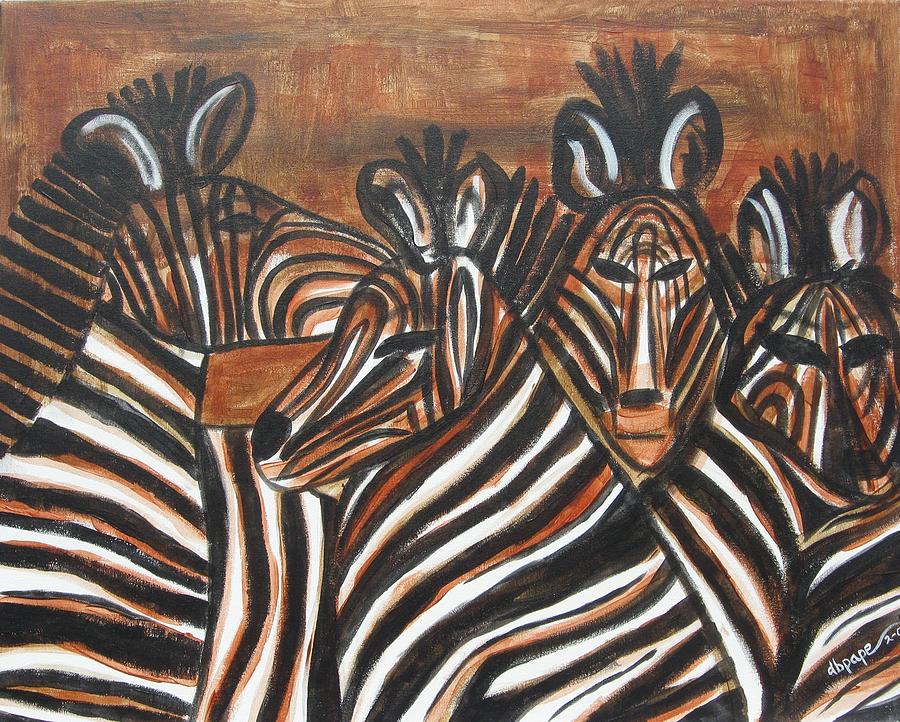 Zebra Bar Crowd Painting by Diane Pape