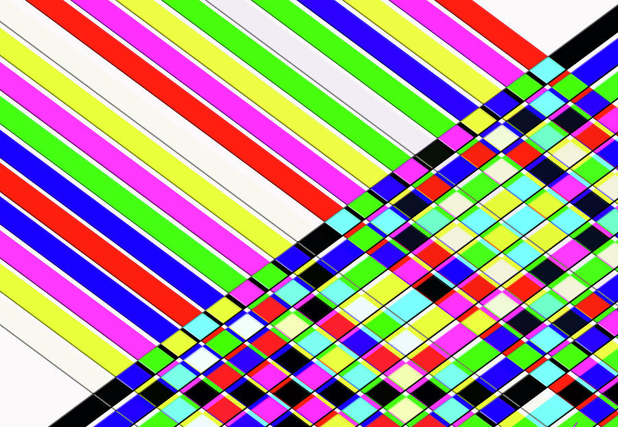 Diagonal Stripes And Cubes Creative Digital Art by Raj Kamal