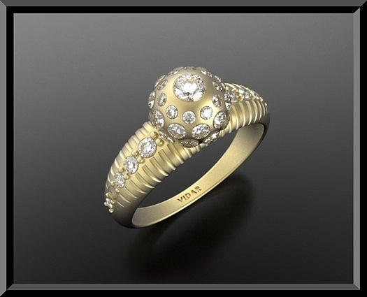 Bridal Jewelry Jewelry - Diamond 14k Yellow Gold Ball Engagement Ring  by Roi Avidar