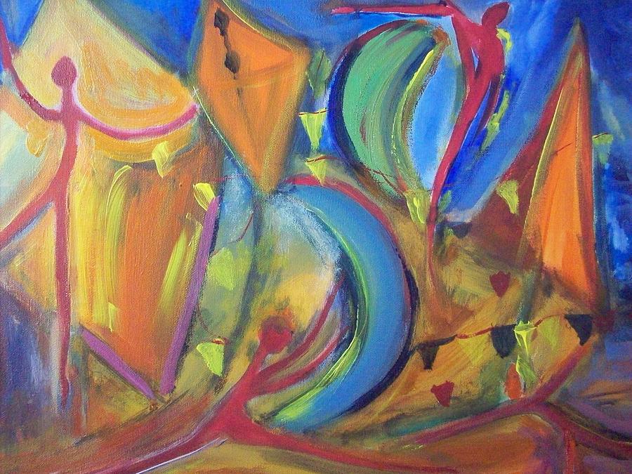 Abstract Painting - Diamond dance by Judith Desrosiers