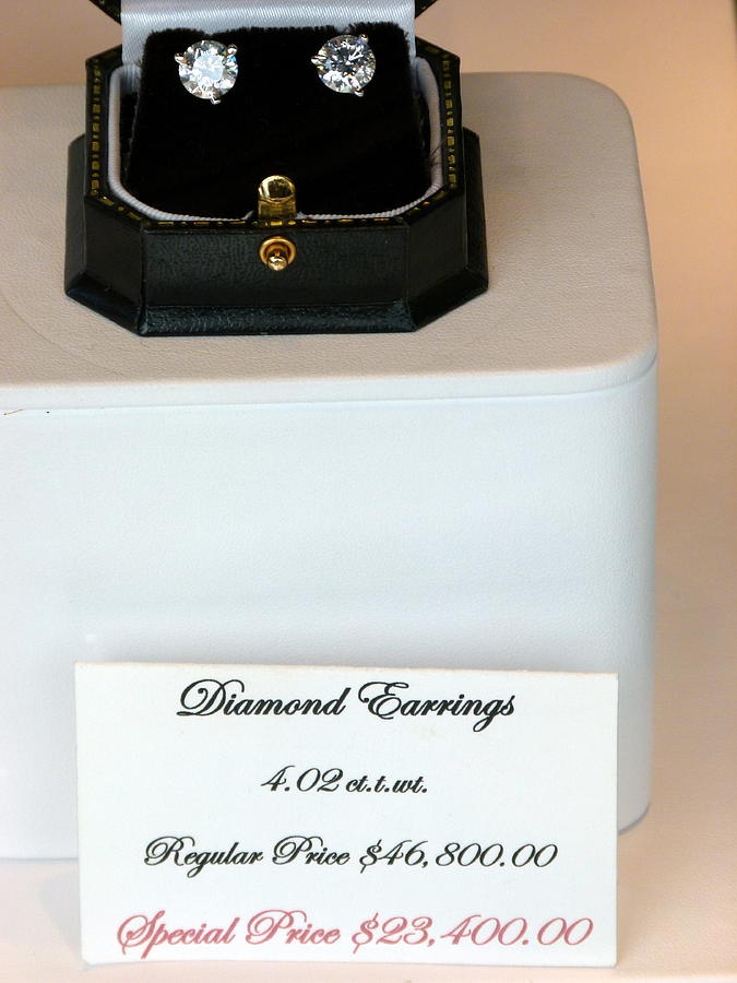 Diamond Earrings on Sale Photograph by Jeff Lowe