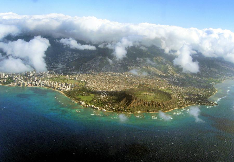 Diamond Head From the Air Photograph by Nadalyn Larsen