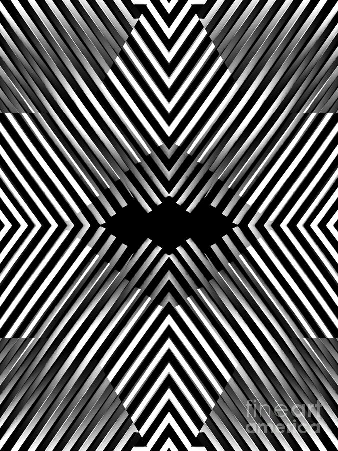 Abstract Digital Art - Diamond Illusion in Black and White by Sarah Loft