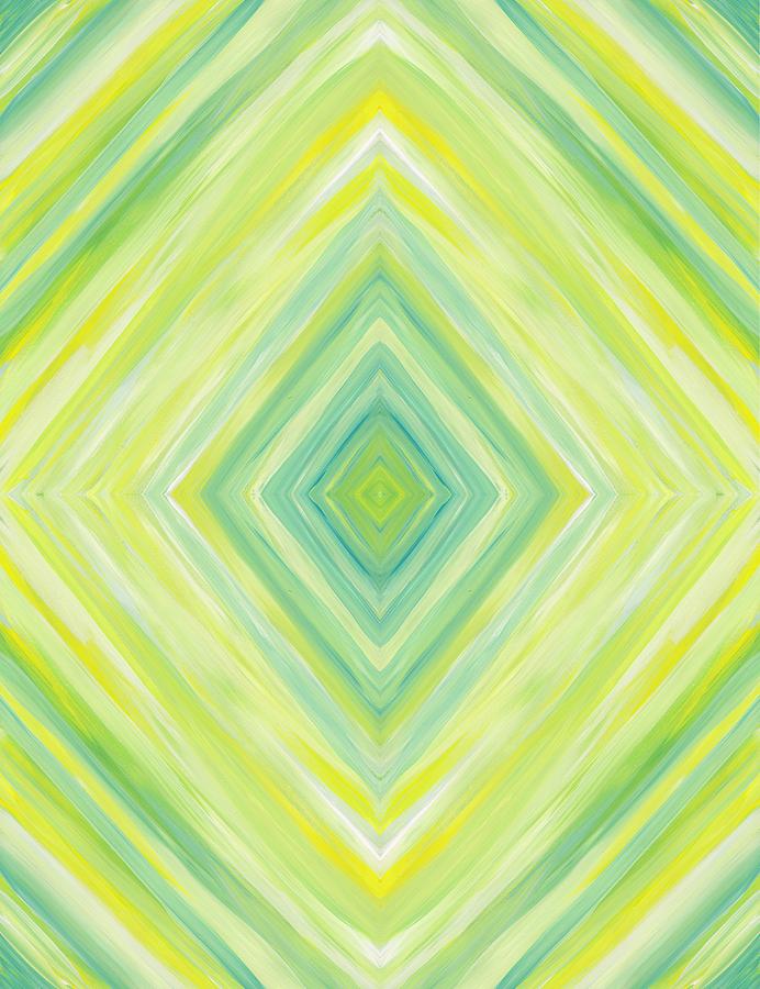 Diamond in Green and Yellow Vertical Painting by Barbara St Jean