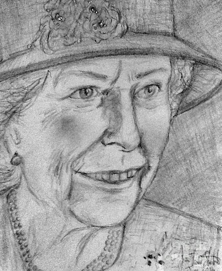 Diamond Jubilee Queen  Drawing by Joan-Violet Stretch
