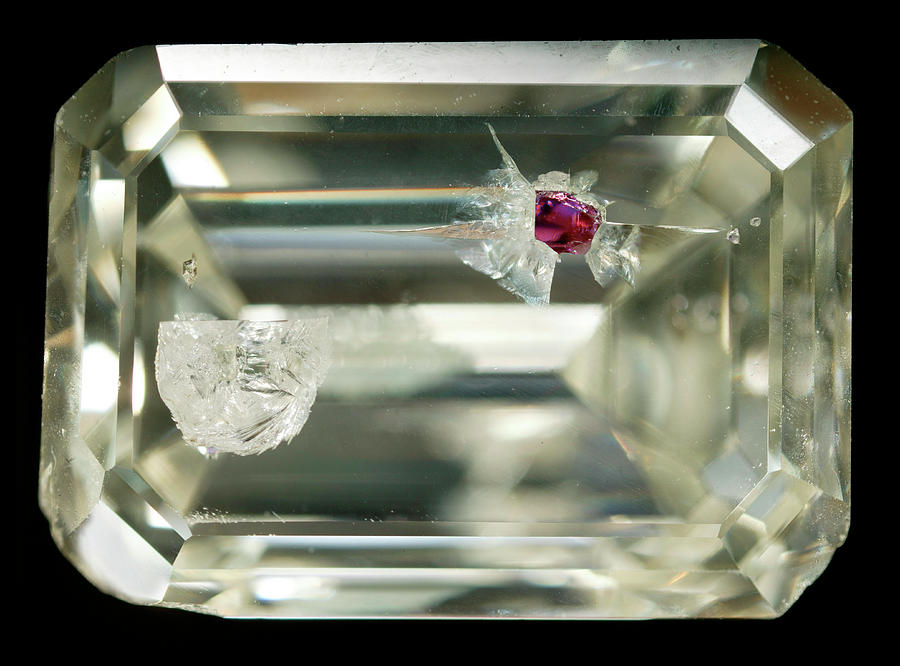Diamond With Garnet Inclusion Photograph by Natural History Museum, London/science Photo Library