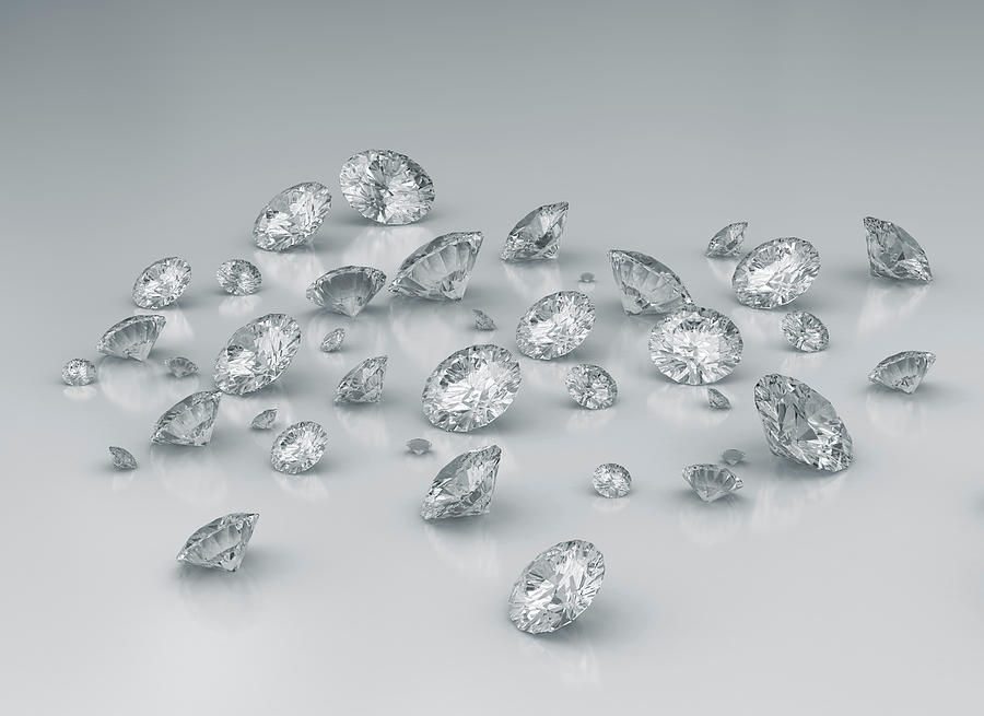 Diamonds Against Grey Background Photograph by Jesper Klausen / Science Photo Library
