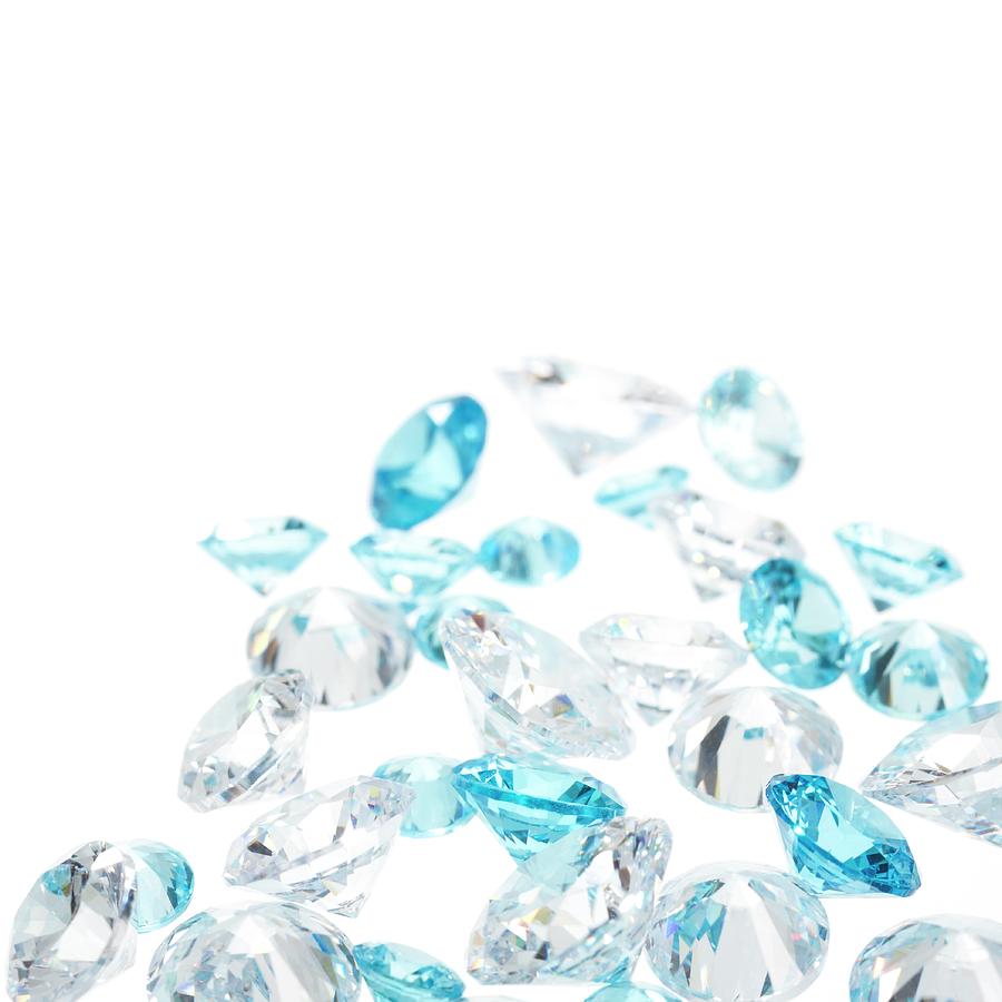 Diamonds And Aquamarine Gemstones Photograph by Science Photo Library