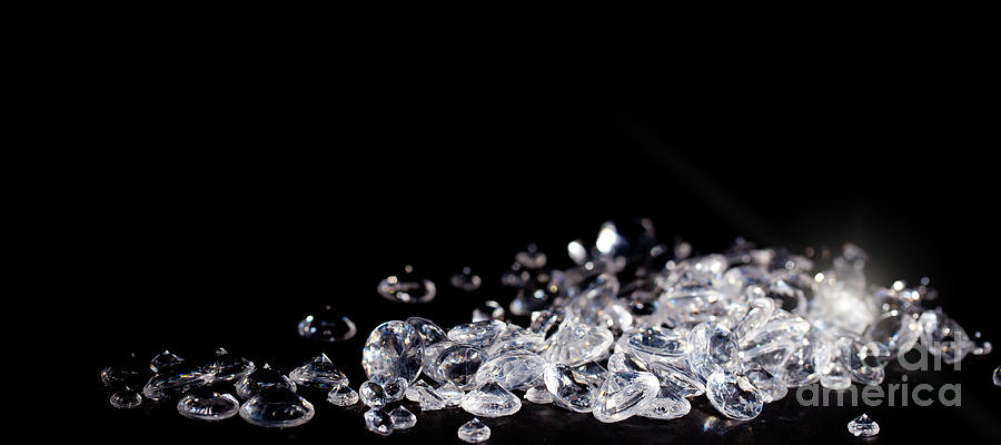 Diamonds on black background Photograph by Simon Bratt