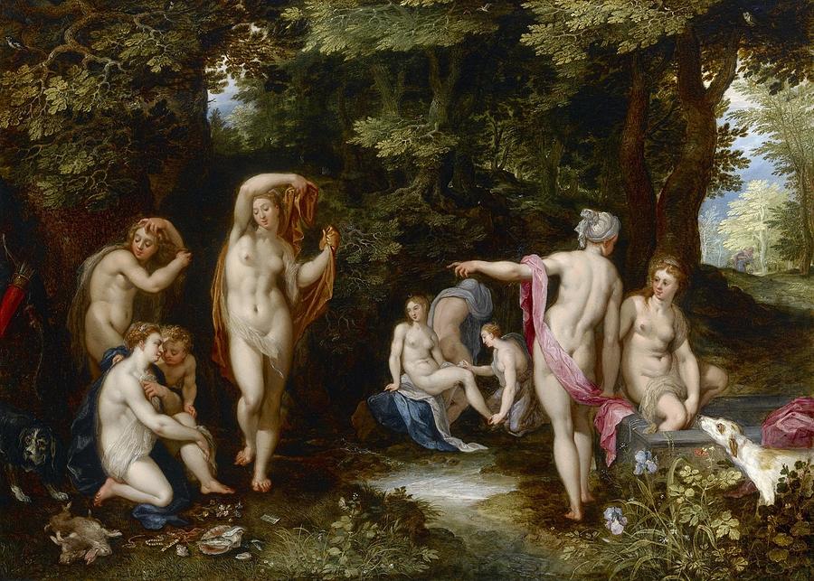 Houston Painting - Diana and Actaeon by Jan Brueghel the Elder