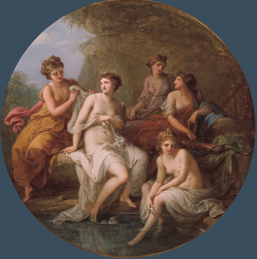 Diana and her nymphs bathing Painting by Angelica Kauffmann