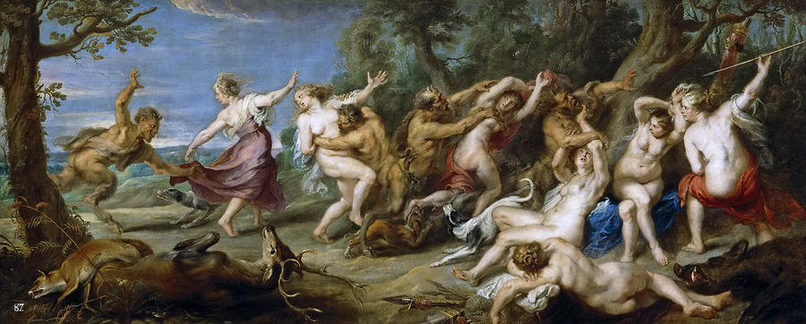 Diana and  her Nymphs Surprised by the Fauns Painting by Peter Paul Rubens