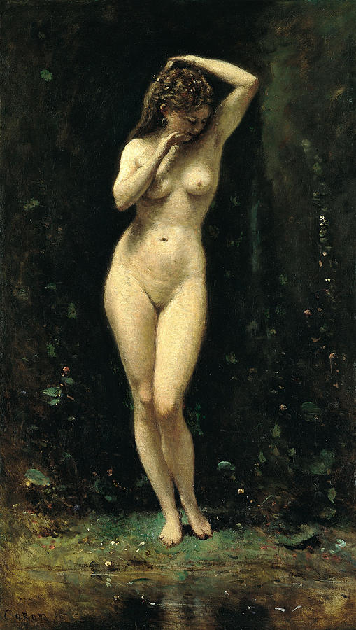 Diana Bathing. The Fountain Painting by Jean-Baptiste-Camille Corot