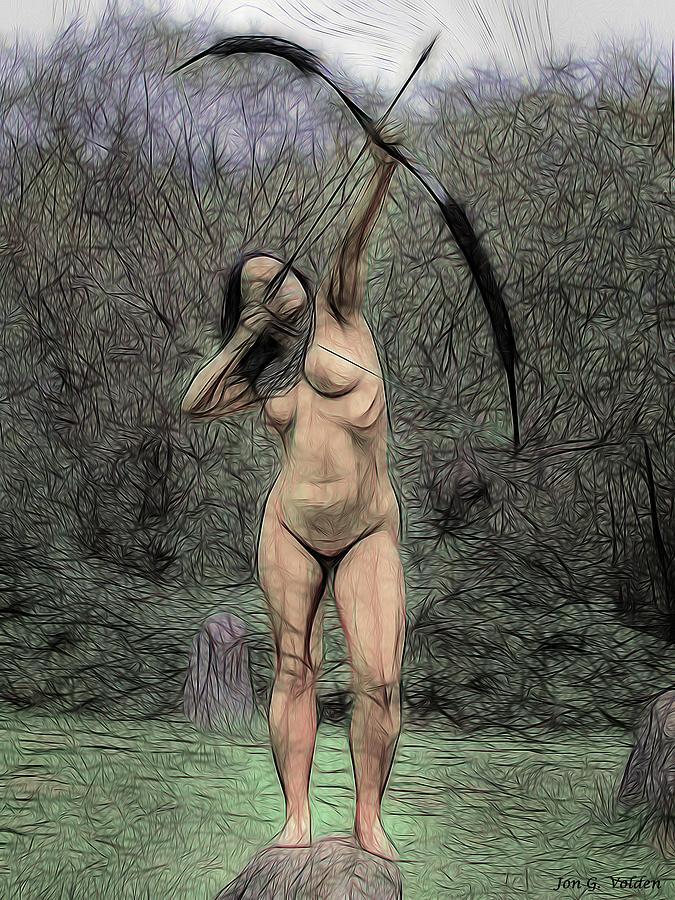 Diana Goddess Of The Hunt Painting by Jon Volden