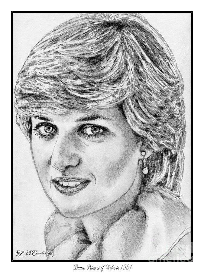 Baroness Drawing - Diana - Princess of Wales in 1981 by J McCombie