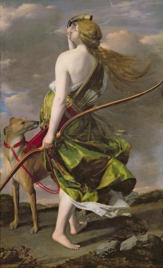 Huntress Photograph - Diana The Hunter, C.1624-25 Oil On Canvas by Orazio Gentileschi