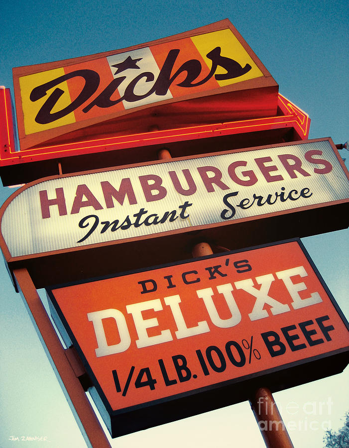 Burgers Digital Art - Dicks Hamburgers by Jim Zahniser Burgers Digital Art - Dicks Hamburgers by Jim Zahniser