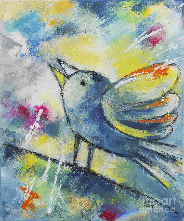 Dickybird Painting by Jutta Maria Pusl