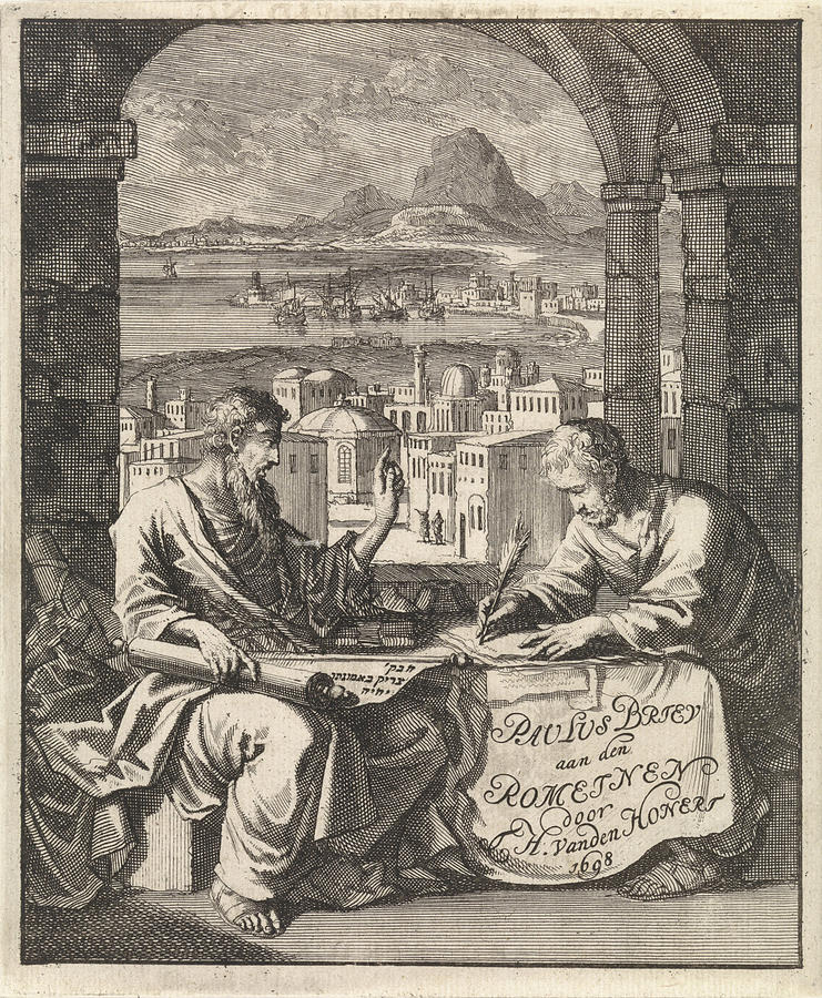 Jan Luyken Drawing - Dictates Tertius The Letter To The Romans by Quint Lox