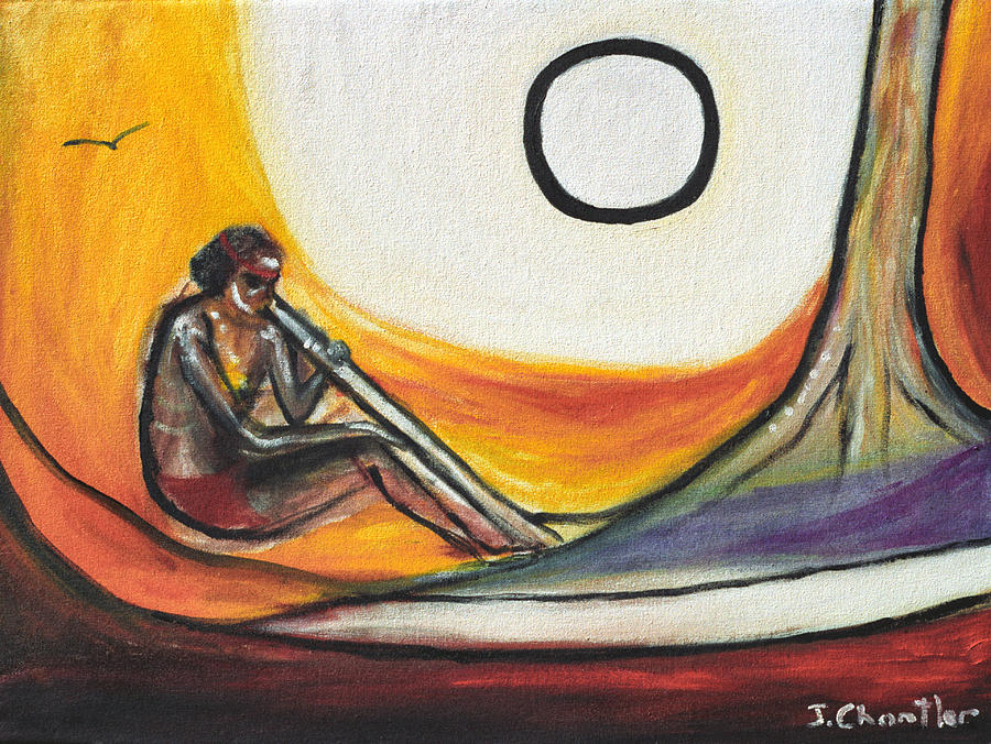 Didgeridoo Player Painting by Judith Chantler