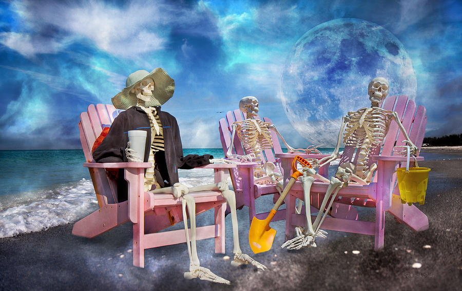 Skeleton Photograph - Diehard Beach Bums by Betsy Knapp