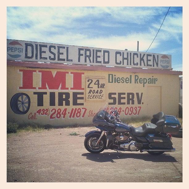 Motorcycle Photograph - Diesel Fried Chicken in Texas by Glen Abbott