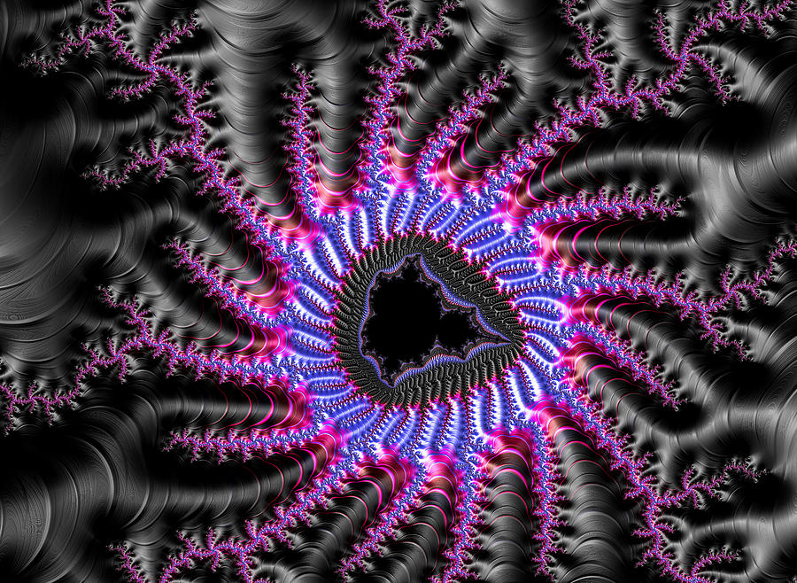 Digital fractal art purple blue and black Digital Art by Matthias Hauser