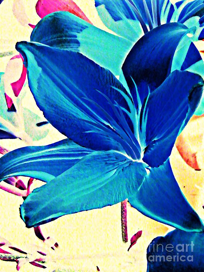 Lily Photograph - Digital Lily in Blue by Sarah Loft