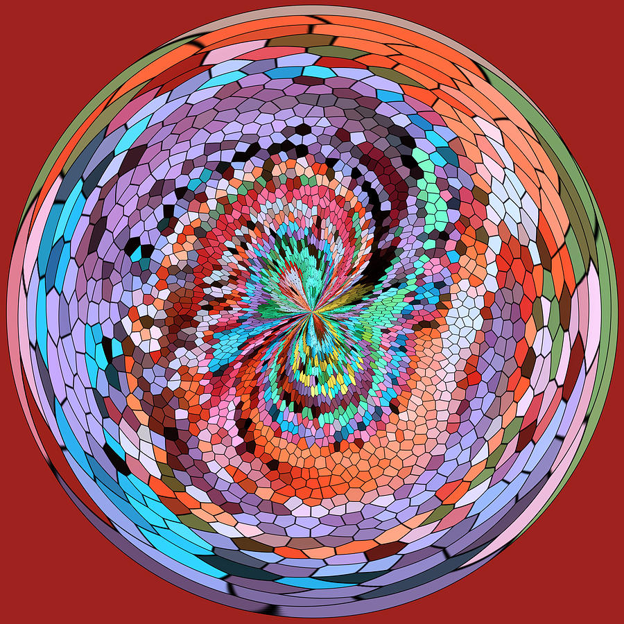 Abstract Photograph - Digital Stained Glass Orb by Liz Mackney