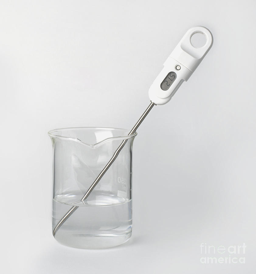 Digital Thermometer In Beaker Of Water Photograph by Andy Crawford and Tim Ridley / Dorling Kindersley