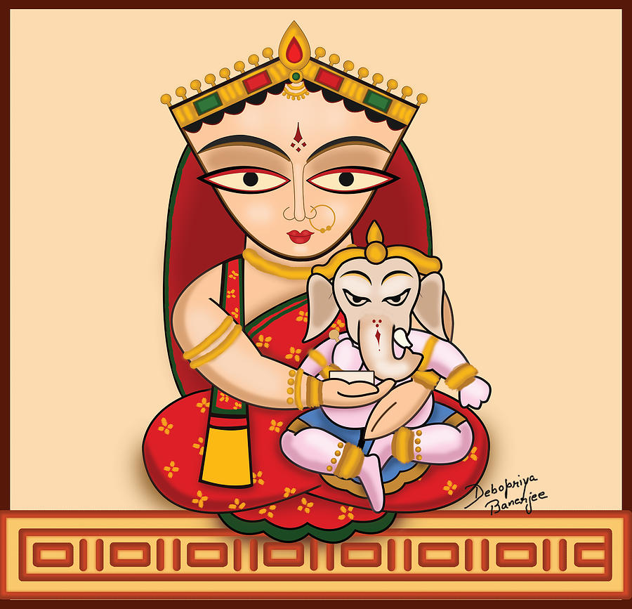 Digital Version of Jamini Roy Painting Digital Art by Debopriya Banerjee