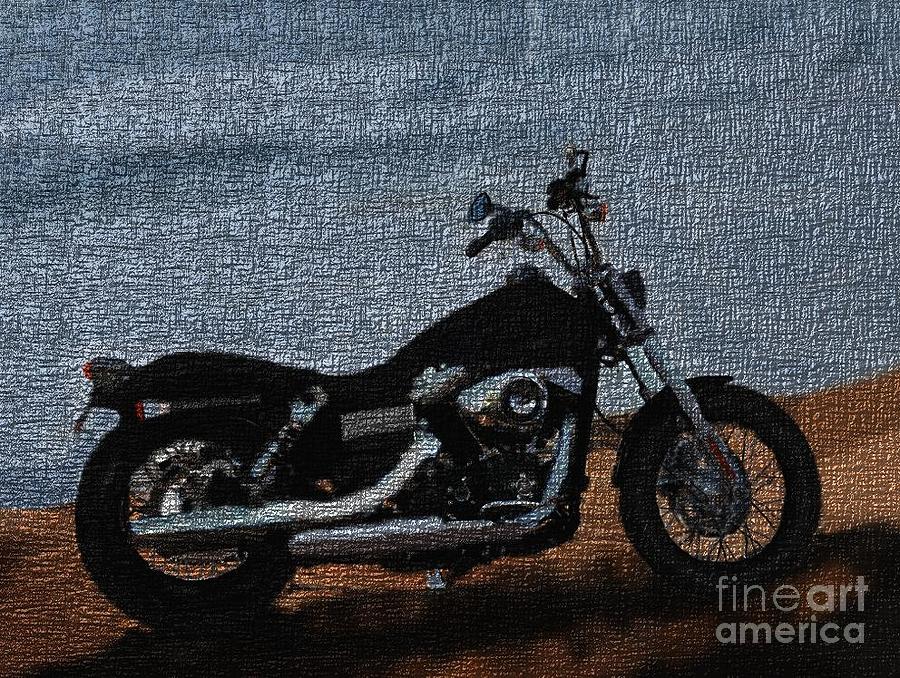 Motorcycle Digital Art - Digitally Airbrushed Street Bob by TK Mayfield