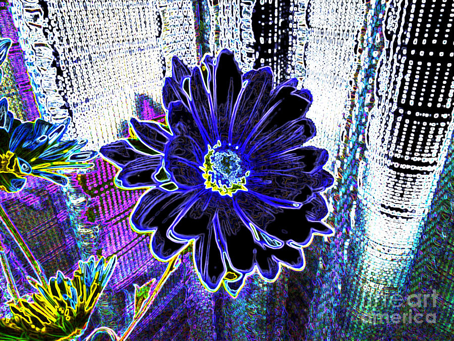 Daisy Digital Art - Digitized Electric Flowers by Minding My  Visions by Adri and Ray
