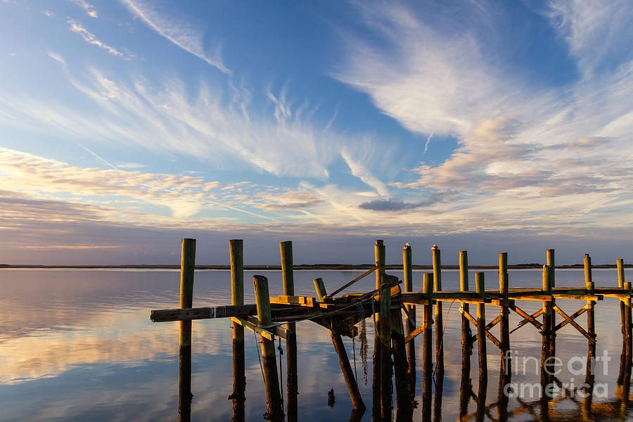 Sunset Photograph - Dilapidated Dock in Reflection Fernandina Beach Florida by Dawna Moore Photography