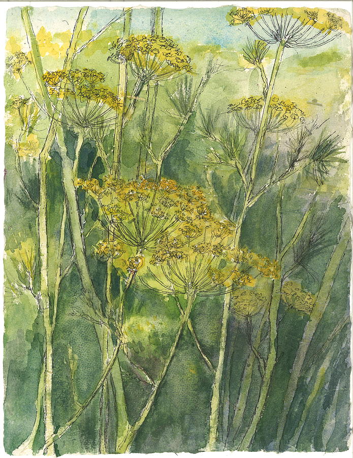 Dill in Bloom Painting by Maria Hunt
