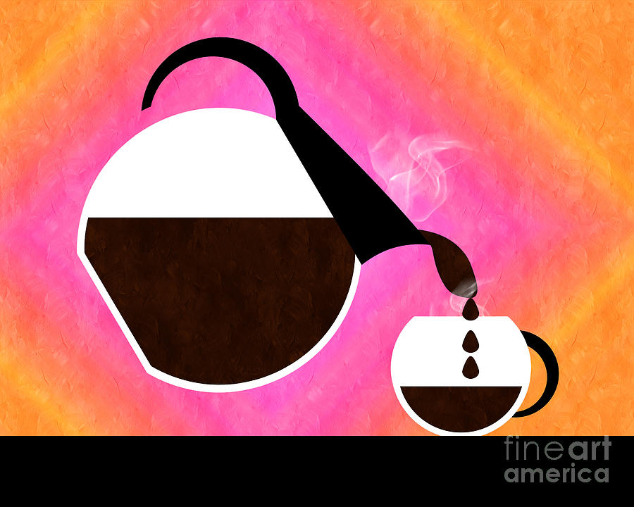 Diner Coffee Pot And Cup Sorbet Pouring Digital Art by Andee Design