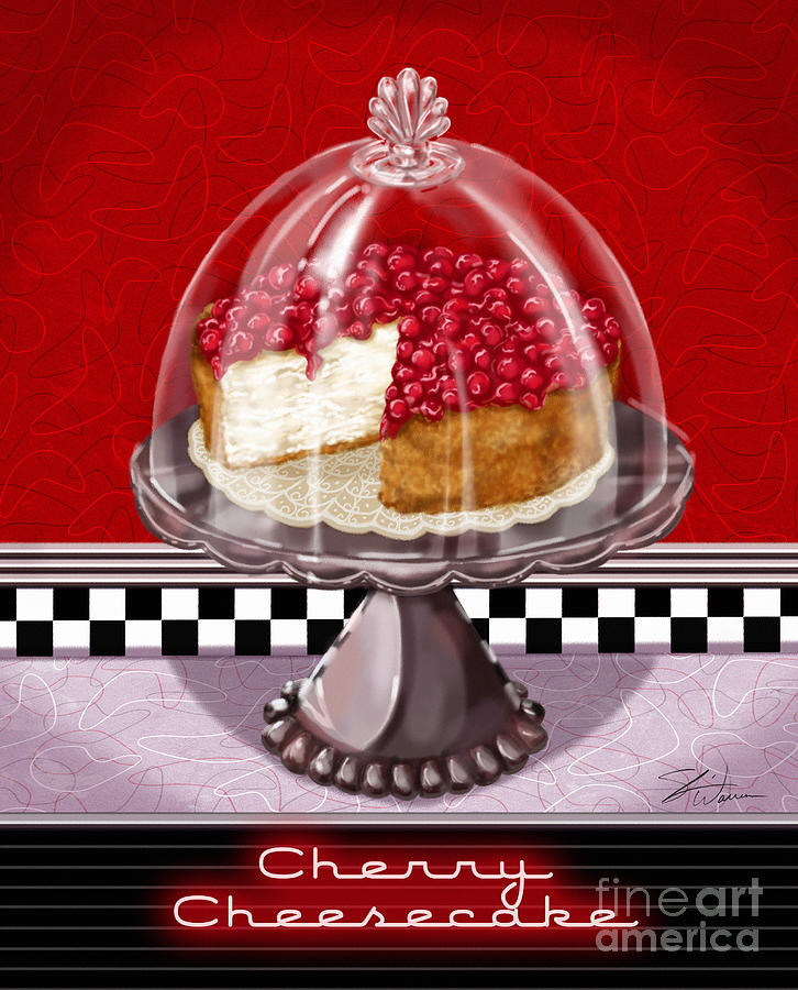Cake Mixed Media - Diner Desserts - Cherry Cheesecake by Shari Warren