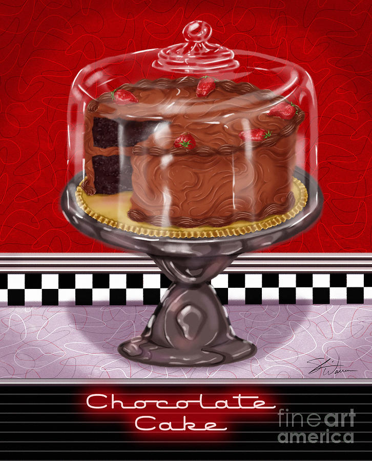 Diner Desserts - Chocolate Cake Mixed Media by Shari Warren