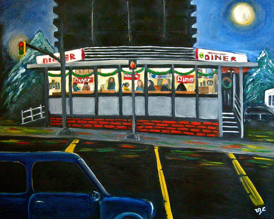 Diner in Arlington Painting by Victoria Lakes