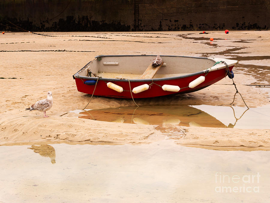 Dinghy at Low Tide in St Ives Cornwall Photograph by Louise Heusinkveld