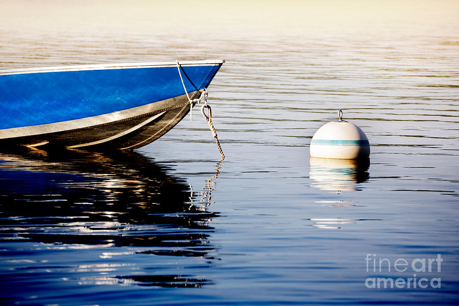 Sunset Photograph - Dinghy tied up for the night by Jo Ann Snover