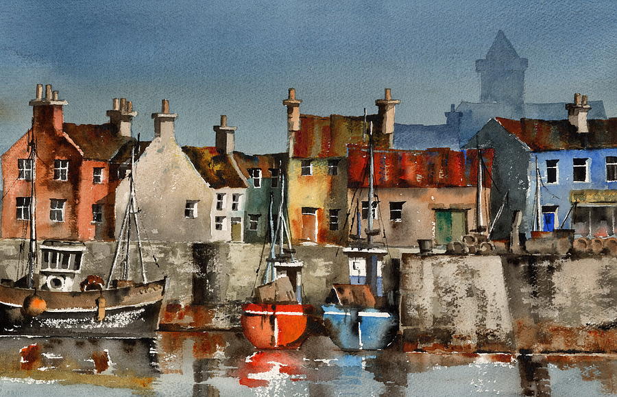 Boat Painting - Dingle Harbour  Kerry by Val Byrne