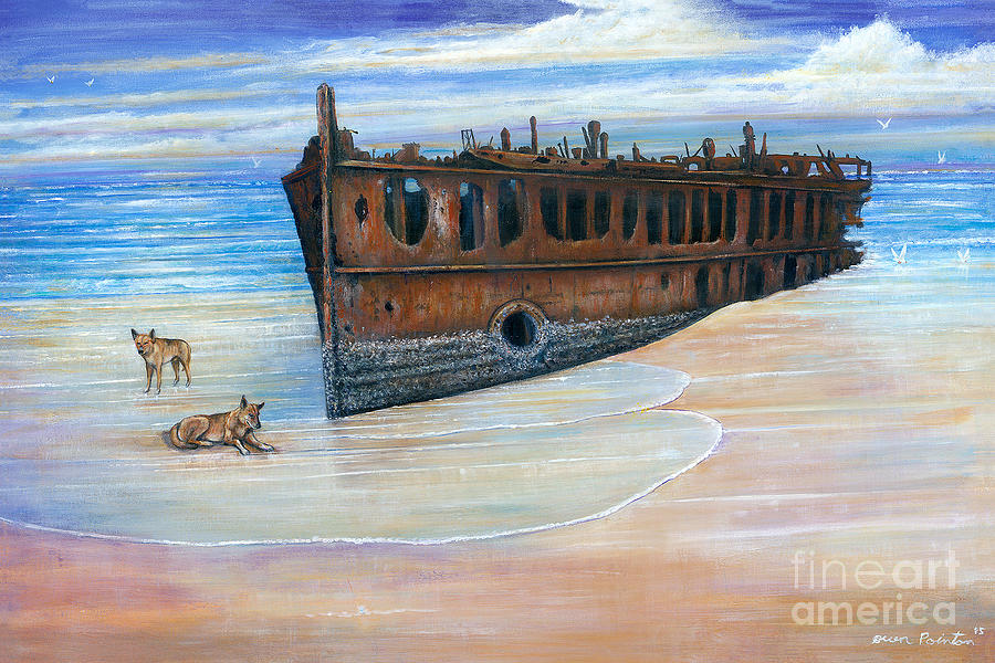 Dingos Guard The Wreck Painting