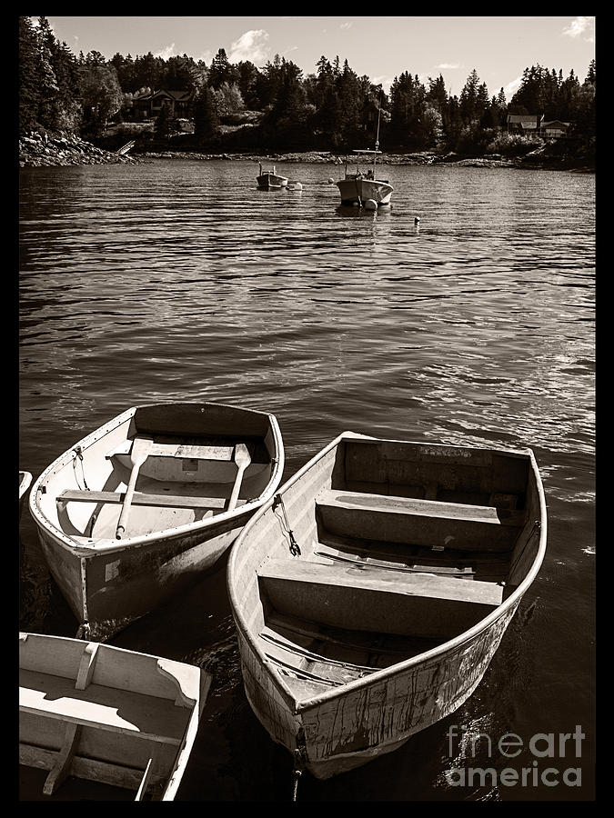 Boat Photograph - Dingy Docked in Seal Cove Maine by Edward Fielding